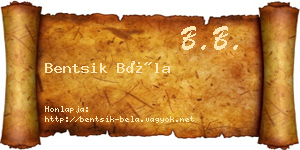Bentsik Béla névjegykártya
